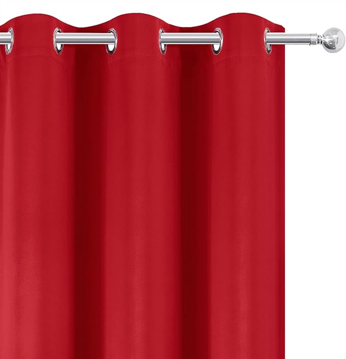 LEMOMO Blackout Curtains 66 x 72 Inch Long Bright Red Curtains Set of 2 Panels