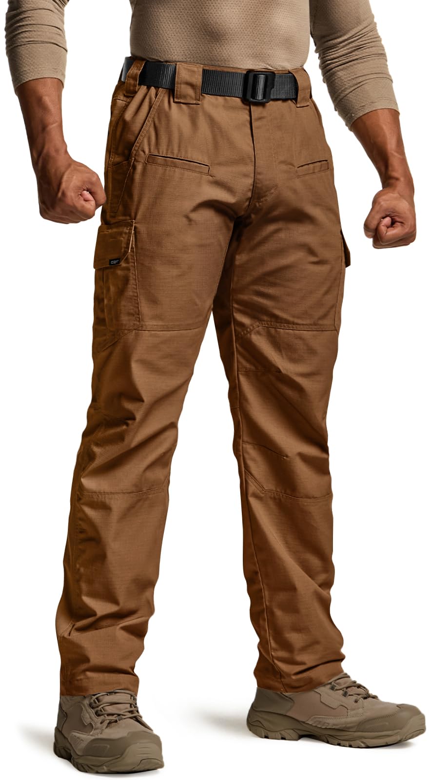 CQR Men's Tactical Pants, Water Resistant Ripstop Cargo Pants, Lightweight EDC Work Hiking Pants, Outdoor Apparel, Raider Copper Brown, 40W x 34L