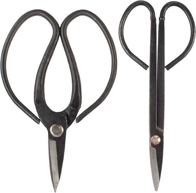 BambooMN Bonsai Basics Set - 7.2" Trimming Shears & 7" Heavy Duty Butterfly Shear - 3 Sets