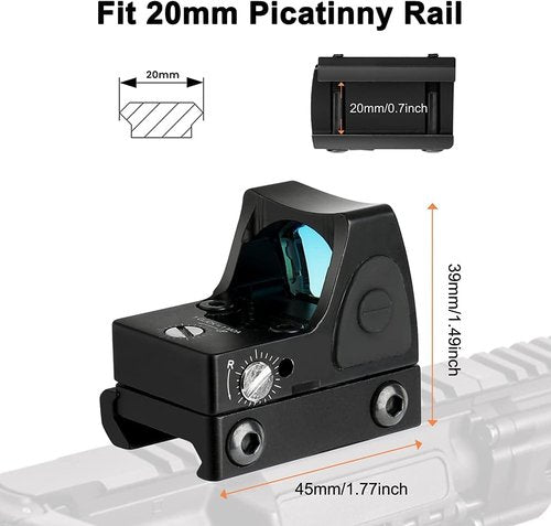 GOTICAL CNC-Machined Fiber Optic Handgun Sights - Front & Rear for Glock Pistols | Mini Red Dot Sight