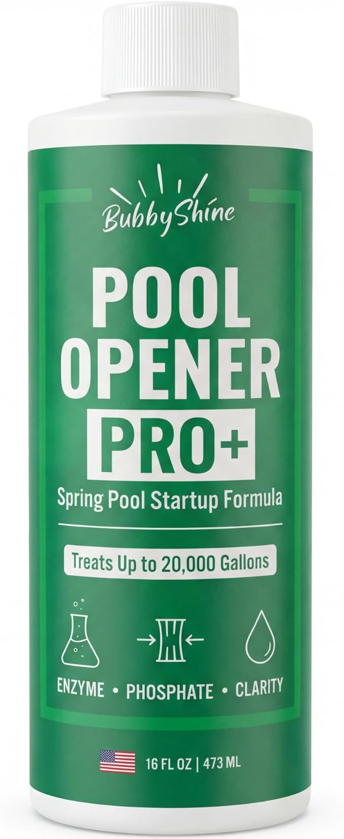 Pool Opening Chemical - 16 oz Treats Up to 20,000 Gallons - Pool Opening Kit Routine Additive (Clarifier Support) for Above Ground & Inground Pools, Chlorine or Salt Compatible – BubbyShine