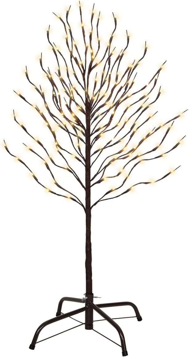 Star Light Trees, 3ft Lighted Branches with Warm White Fairy Lights, Indoor Outdoor Christmas & Wedding Decor (Brown Branch Star Trees)