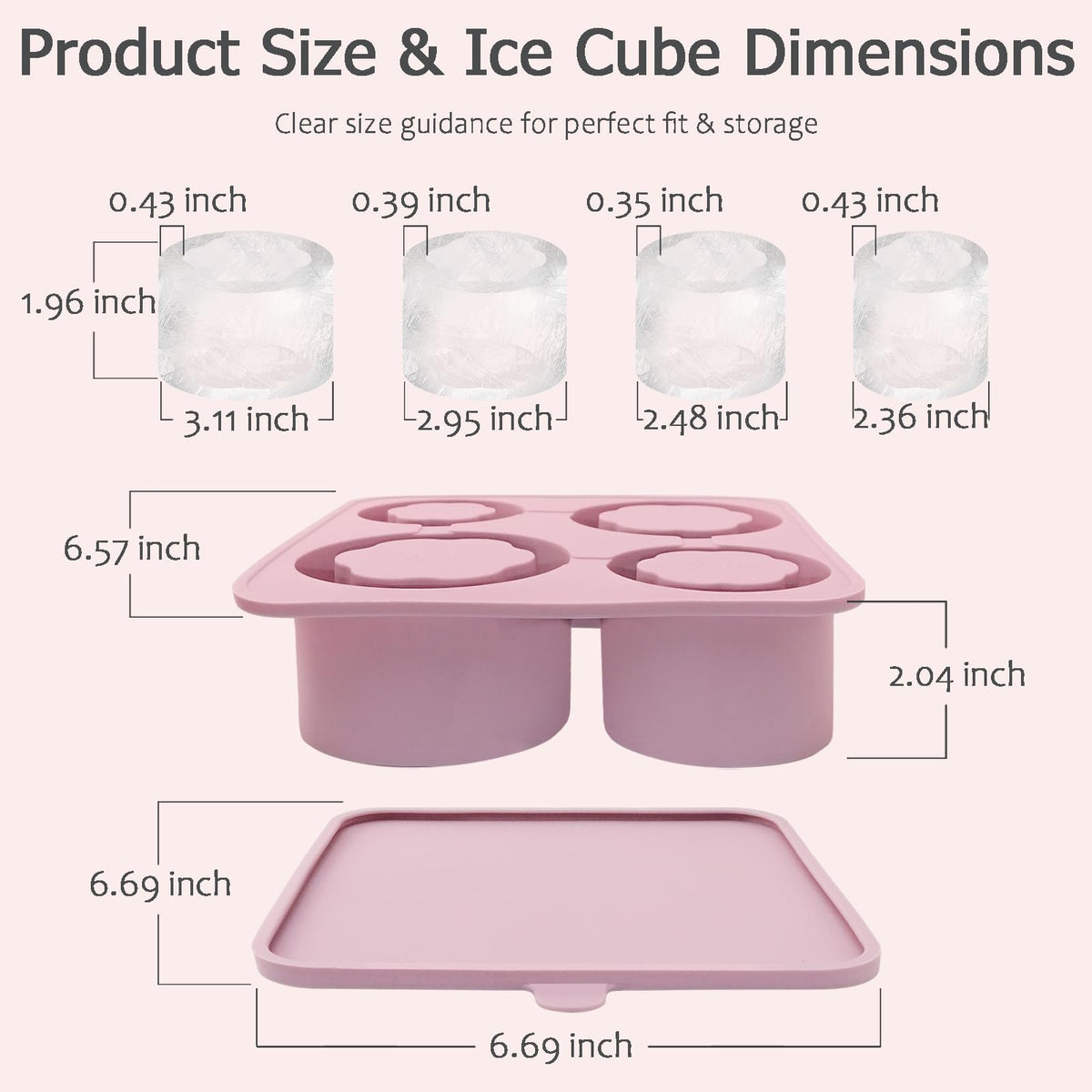Silicone Ice Cube Tray Compatible with Owala FreeSip Sway 30oz 40oz, FreeSip Tumbler 40oz,4 Size Hollow Ice Molds,BPA-Free Food-Grade Ice Mold for Tumbler Bottles & Cocktails(Lilac Bloom)