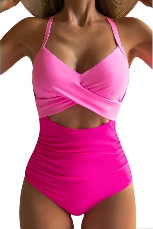 Eomenie Women's One-Piece Swimsuit - Tummy Control Cutout Design | High-Waisted Wrap Tie Back Style