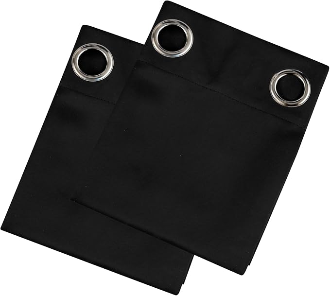 LEMOMO Blackout Curtains 66 x 54 Inch Long Black Curtains Set of 2 Panels Room