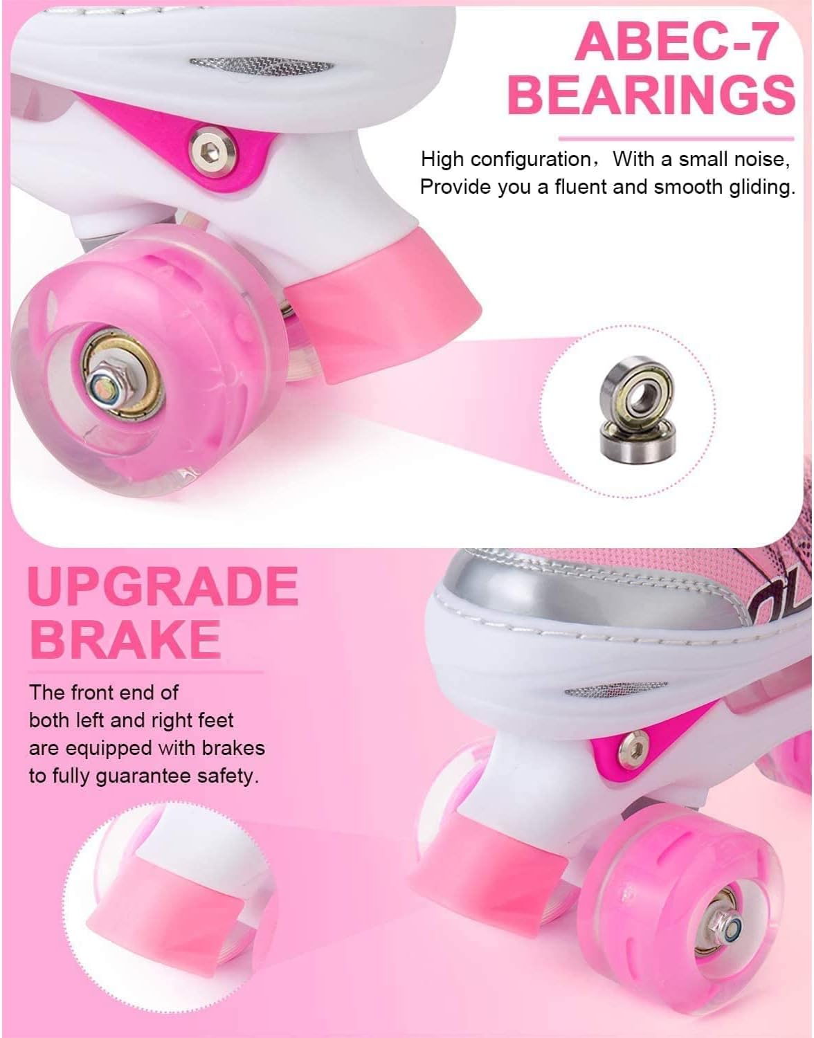 Sowume Adjustable Roller Skates - Illuminating Wheels for Girls & Women | Safe & Fun Design