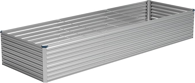 Vengarus 12x2x2FT Galvanized Raised Garden Bed Kit, Deep Root Planter Box Outdoor Large Planter Raised Beds for Planting Flowers,Vegetables and Herbs-Silver