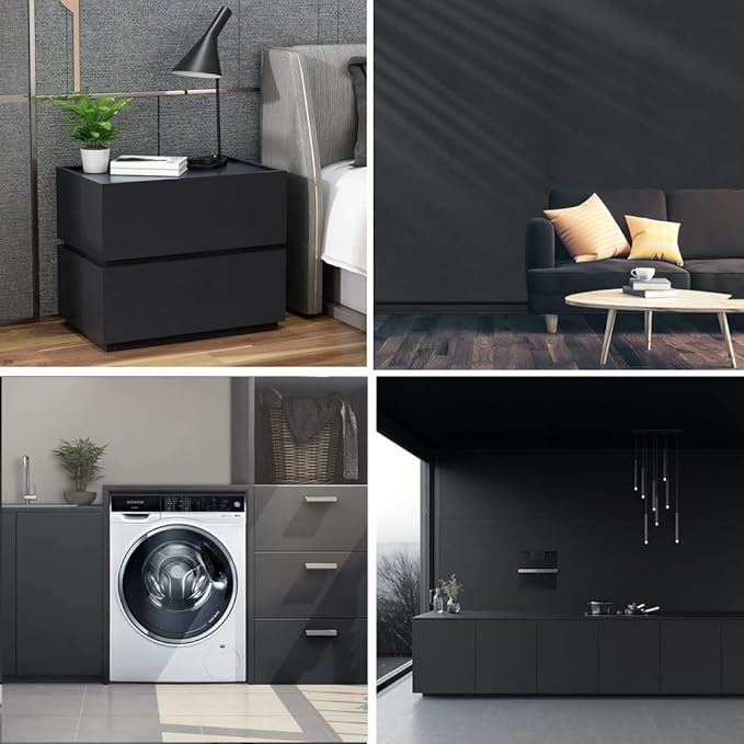 Arthome 35.4''x120'' Black Contact Paper, Self Adhesive Wallpaper Waterproof