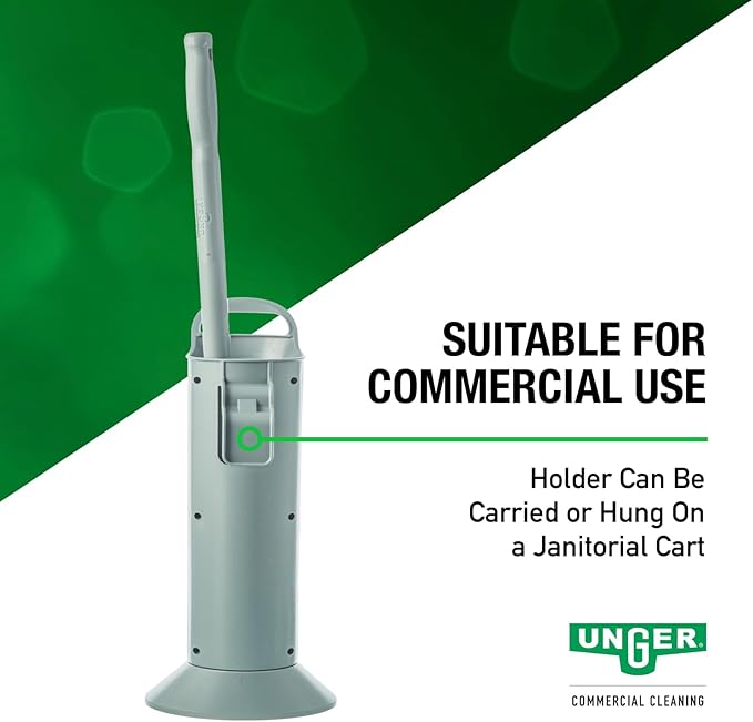 Unger Commercial Toilet Brush and Holder Set - Ergo Toilet Bowl Brush Set Plus Replacement Head - BBWHR