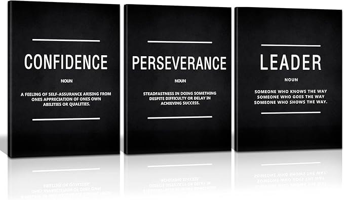 HUADO Motivational Canvas Wall Art, Leader Confidence Perseverance Office Wall