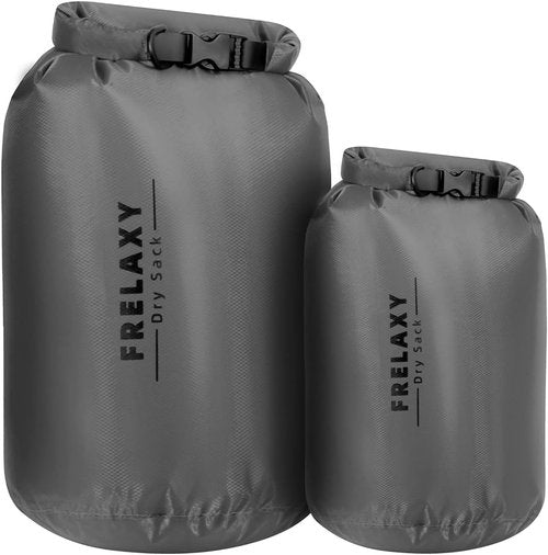 Frelaxy Waterproof Dry Bag Set - Lightweight & Durable 5L, 15L, 25L for Hiking, Camping & Boating | 2 Pack - Gray