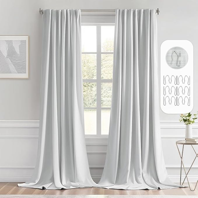 MIULEE Back Tab Light Blocking Curtains 96 Inch Long 2 Panels Set