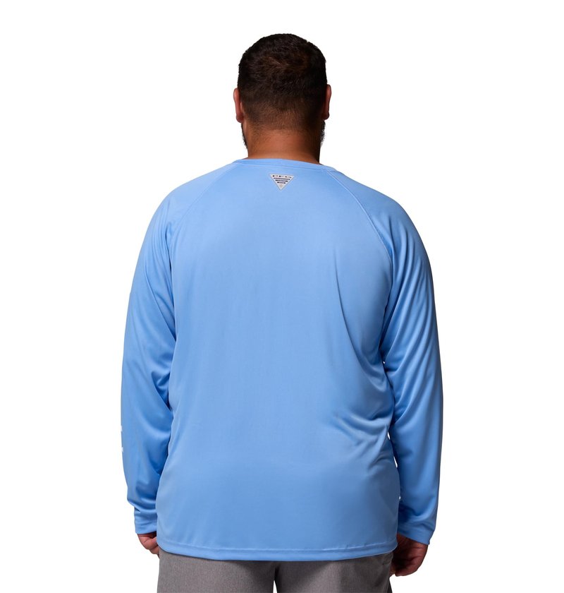 Columbia Men's PFG Terminal Tackle Long Sleeve Fishing Shirt, White Cap/White Logo, X-Large Tall