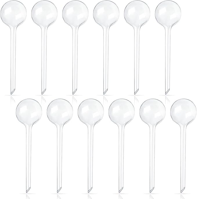 Pynqdfu 12 Pcs Large Plastic Self-Watering Bulbs,Clear Automatic Watering Globes,Clear Automatic Watering Bulbs for Plants,Graden,Flowers