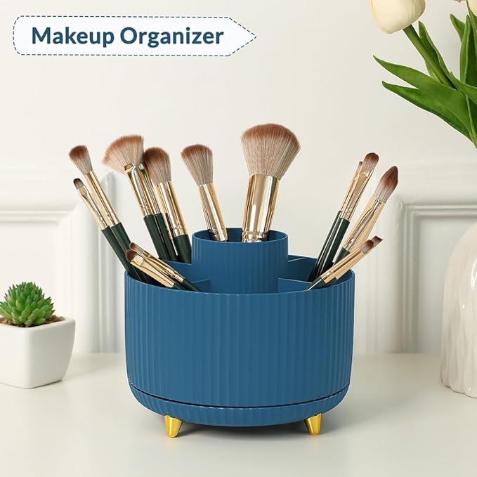 SKYDUE 360 Degree Rotating Desk Organizer, Dual-Purpose Pencil Pen Holder, Rotating Desk Pen Organizer with 5 Slots, Pencil Cup for Office, School, Home