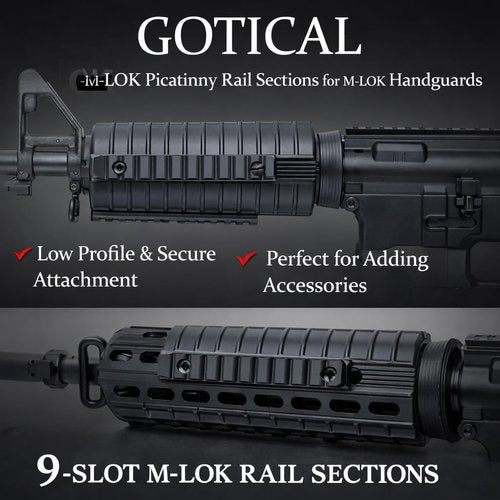 Gotical 13 Slots M Lok Handguard Rail - Durable Picatinny Rail Set of 2 Pieces