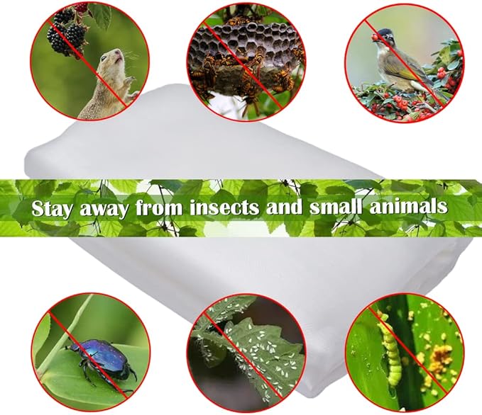 Fruit Tree Netting Covers with Zipper to Protect from Squirrels and Birds Large Netting for Fruit Trees Net Protection, White, 8' x 8', 2 Pack