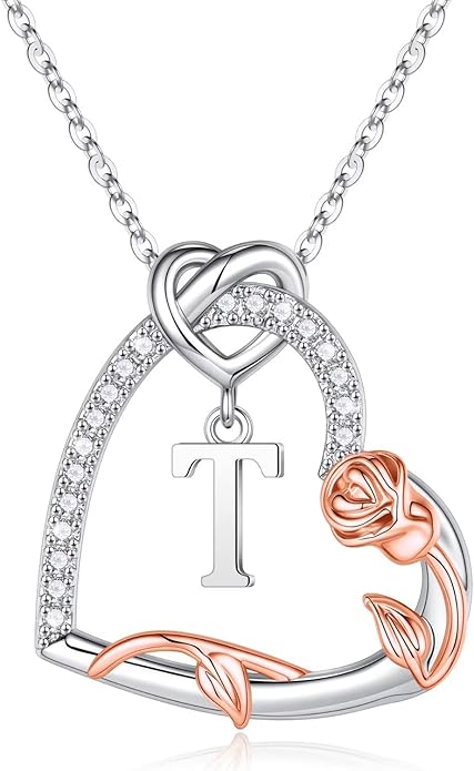 Iefil Christmas Gifts for Women Her - 925 Sterling Silver Heart Initial Necklaces, Anniversary Birthday Gifts, Women Jewelry Gift for Wife Girlfriend Mom Daughter Her