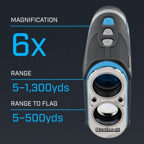 Bushnell Golf Tour Hybrid GPS Laser Rangefinder - Slope Compensation, Magnetic Mount, 6X Magnification, 1300 Yd Range