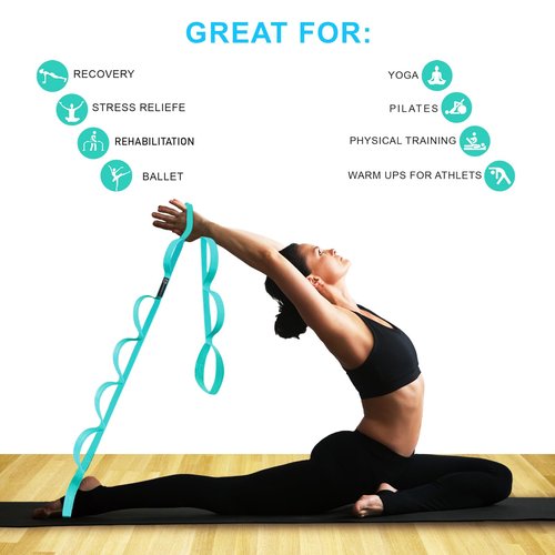 A AZURELIFE Exercise Slider and Premium Durable Stretch Strap with Loops