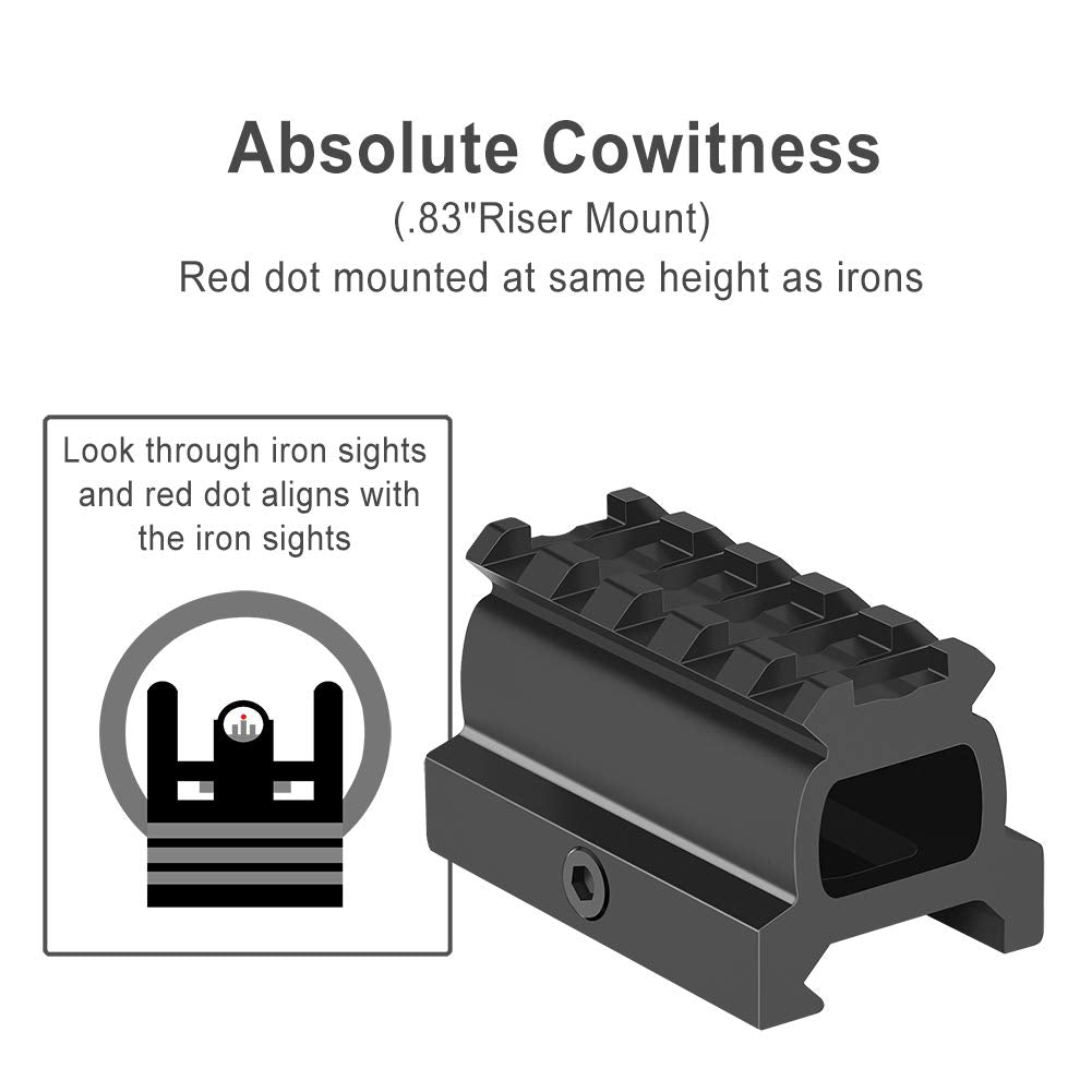 Feyachi RDS-23 2MOA Red Dot Sight Compact Red Dot Scope with 0.83” Riser Mount Absolute Co-Witness with Iron Sight