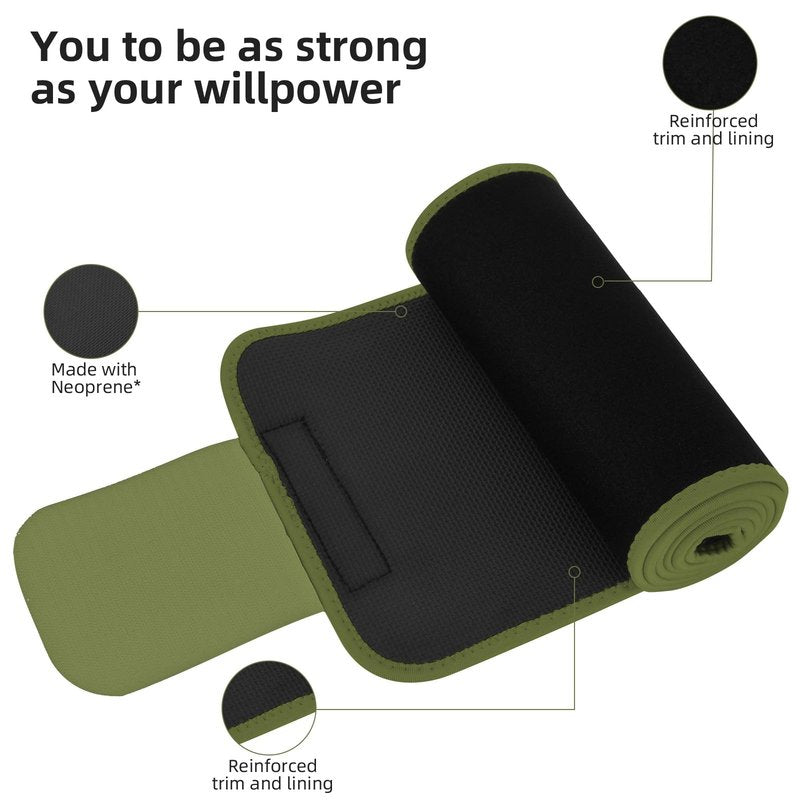 ZPP Waist Trainer for Women and Men, Neoprene Sweat Band Waist Trimmer Belt Stomach Wrap for Workout Amy Green