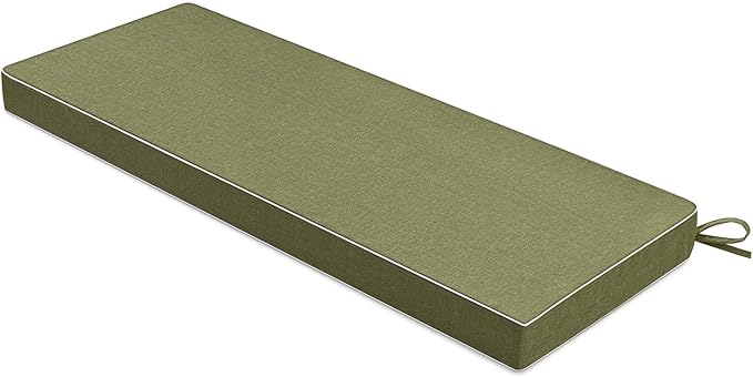 MIULEE Green Outdoor Bench Cushion Set of 1, 48x18x3 Inch Waterproof Patio Seat Cushions for Swing and Outdoor Furniture Couch Sofa, 3 Year Color Fastness High Density Foam with Adjustable Ties