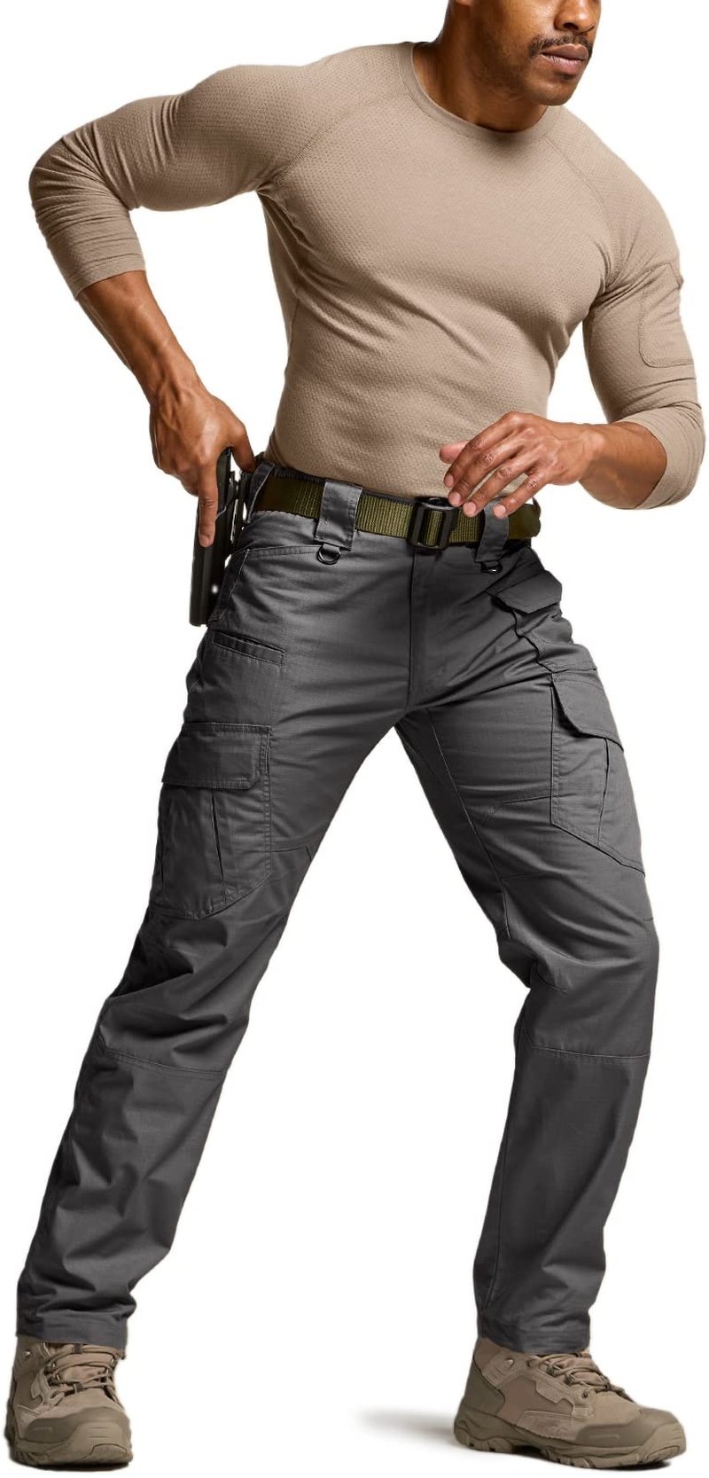 CQR Men's Tactical Pants, Water Resistant Ripstop Cargo Pants, Lightweight EDC Work Hiking Pants, Outdoor Apparel, Duratex Mag Pocket Charcoal, 44W x 32L