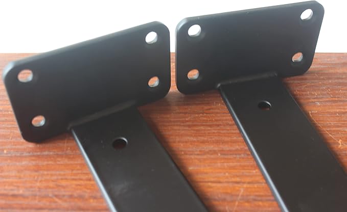 8 Pack - 6 inch Black Hidden L Shelf Bracket Iron Floating Shelf Brackets