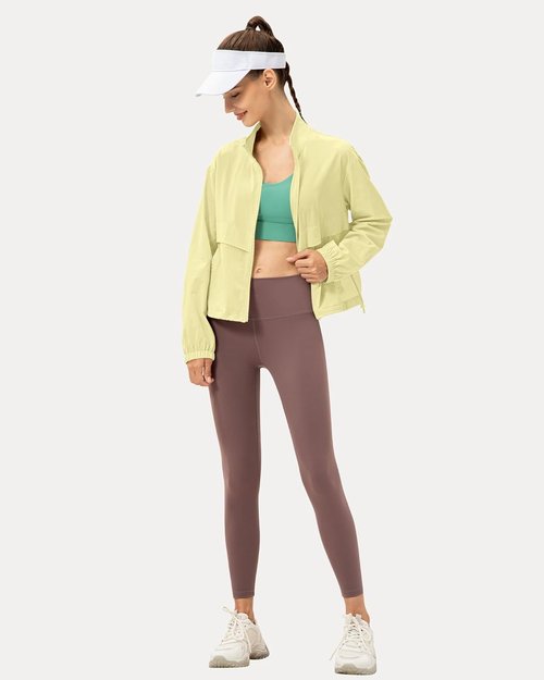 Locachy Women's Athletic Jacket - Lightweight Zip-Up with Windproof & Sun Protection Features