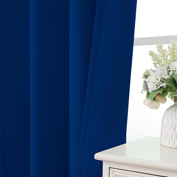 CUCRAF Royal Blue Blackout Curtains Customize, Rod Pocket Room Darkening Curtain