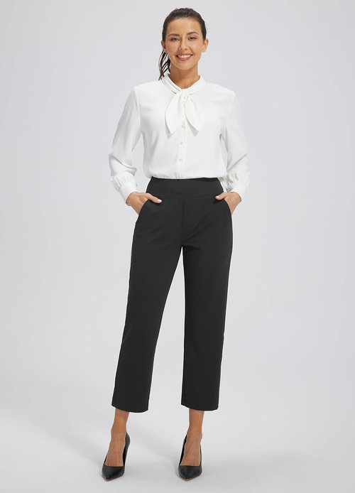 Libin Women's Golf Pants - Stretchy 7/8 Ankle Athletic Slacks with 4 Pockets for Casual Travel