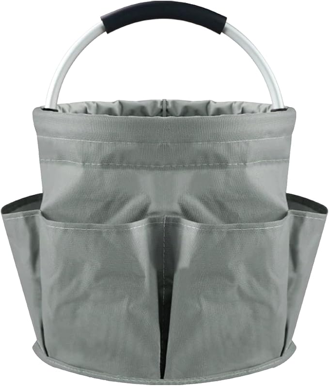 Garden Tool Bag with Pockets, 17L Large Waterproof Oxford Gardening Tote, Non-Slip Rubber Grip Handles, Durable Organizer for Garden Supplies (Gray)