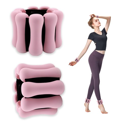 Adjustable wrist and ankle weights for women-Ankle Weights 2 Lbs/1Lb Each-Leg weights for women man (Pink)