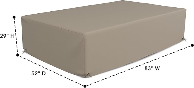 Covers & All Patio Sectional Sofa Set Cover 160 GSM PVC Emboss Fabric Outdoor Furniture Table and Chair Set Cover with Drawstring for Snug Fit (83''W x 52" D x 29''H, Beige)