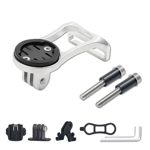 Garmin Cateye Bryton Bike Computer Handlebar Mount - Speedometer Lighting Flashlight Action Camera Compatible (Silver)