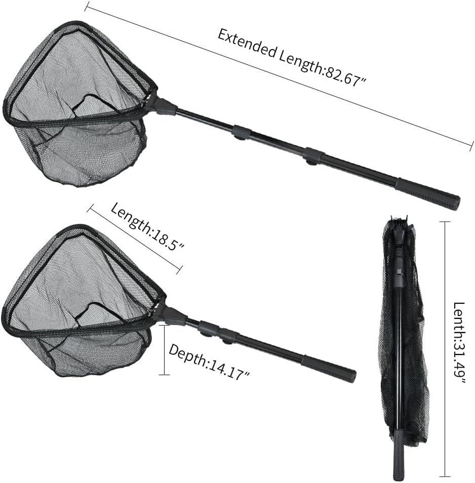RESTCLOUD Fishing Landing Net - Telescoping Pole Handle, Extends 40-63 Inches for Freshwater Fishing