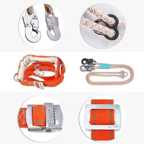 MYCGJH Upgrade Leather Tree Climbing Spikes Set, Adjustable Tree Climbing Gear Pole Climbing Spurs Tool with Harness Belt Scissors & Saw for Climbing Trees, Picking Fruit, Logging