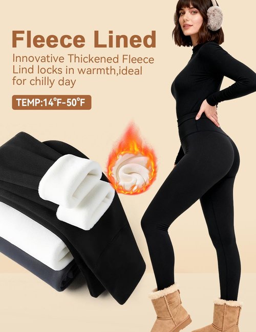 Laite Hebe Fleece Lined Leggings for Women - High Waisted Thermal Yoga Pants | Tummy Control & Warmth