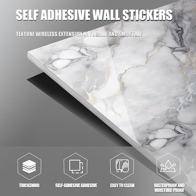 Chejiaye 22pcs Marble Peel and Stick Backsplash Waterproof Washroom Wall Panels