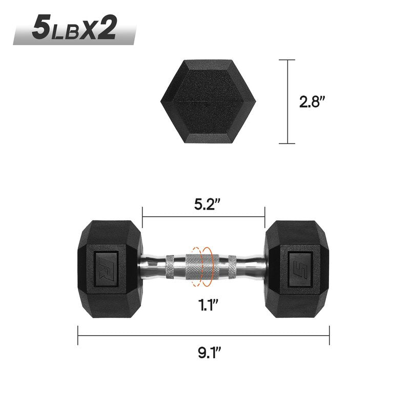 Ritfit 5-650 LBS PVC Encased Hex Dumbbell Sets with Optional Rack for Home Gym, Hand weight with Chrome Handle for Strength Training,Workouts