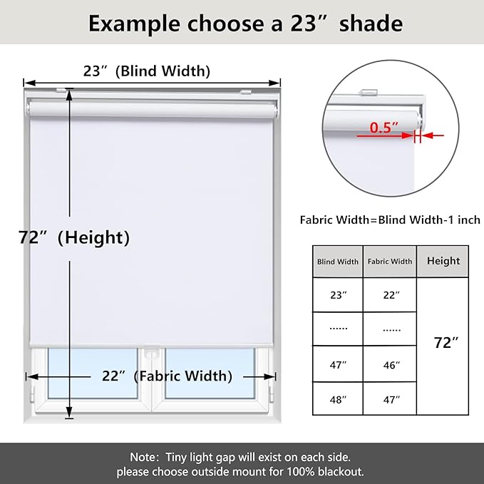 AOSKY Cordless Roller Shades Blackout Blinds