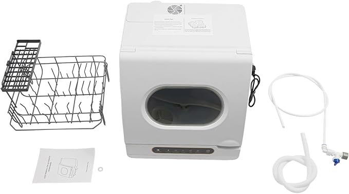 1200W Countertop Dishwasher, Automatic Dish Washing Machine with 5 Washing Programs Display, Portable Water-Lifting & Drainage with Cleaning/Purification/Storage Function, 15.7x15.7x17.7In