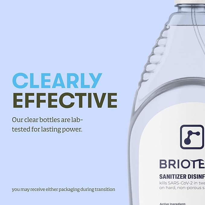 BRIOTECH Sanitizer Disinfectant Hypochlorous, Kill 99.99% of Viruses & Bacteria, Control Mold, Eliminate Odor, Gentle for Nursery & Play Rooms, Food Contact Surface Sanitizer, 1 Gallon Refill