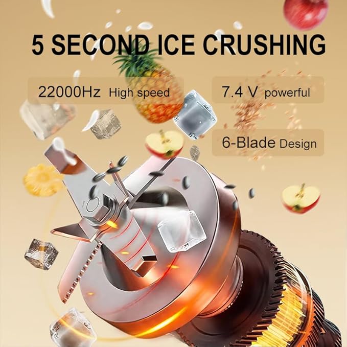 Portable Blender 500ml Personal with 6 Sharp Blades Rechargeable 5000mAh 18000-22000rpm Power for Shakes & Smoothies, BPA Free, for Kitchen, Office, Gym, Hiking (pink)