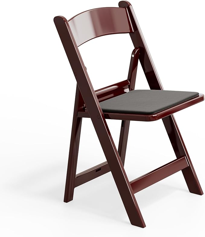 VINGLI Resin Folding Chairs with Cushion, Foldable Plastic Chair with Comfortable Padded Seats, Perfect for Event Party Indoor Outdoor, Reddish Brown, 1 PC