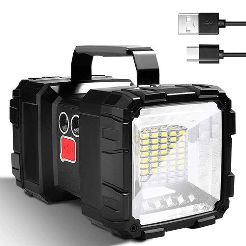 LETOUR LED Spotlight Flashlight,Rechargeable Flashlight 200000L10000mAh High-Powered Searchlight Camping 3+4 Lights Modes LED Handheld Spotlight Waterproof
