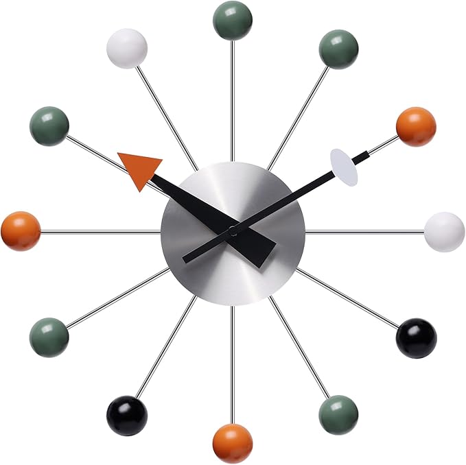 NUOVO 13 Inch Multicolor Mid Century Creative Silent Quartz Personality Funny