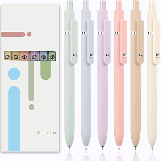 6Pcs Gel Pens 0.5mm Fine Point Black Ink Pens With Smooth Writing,Quick Dry Pens For Journaling,Valentines Day Office Writing Supplies for Women Nurse(Macaron)