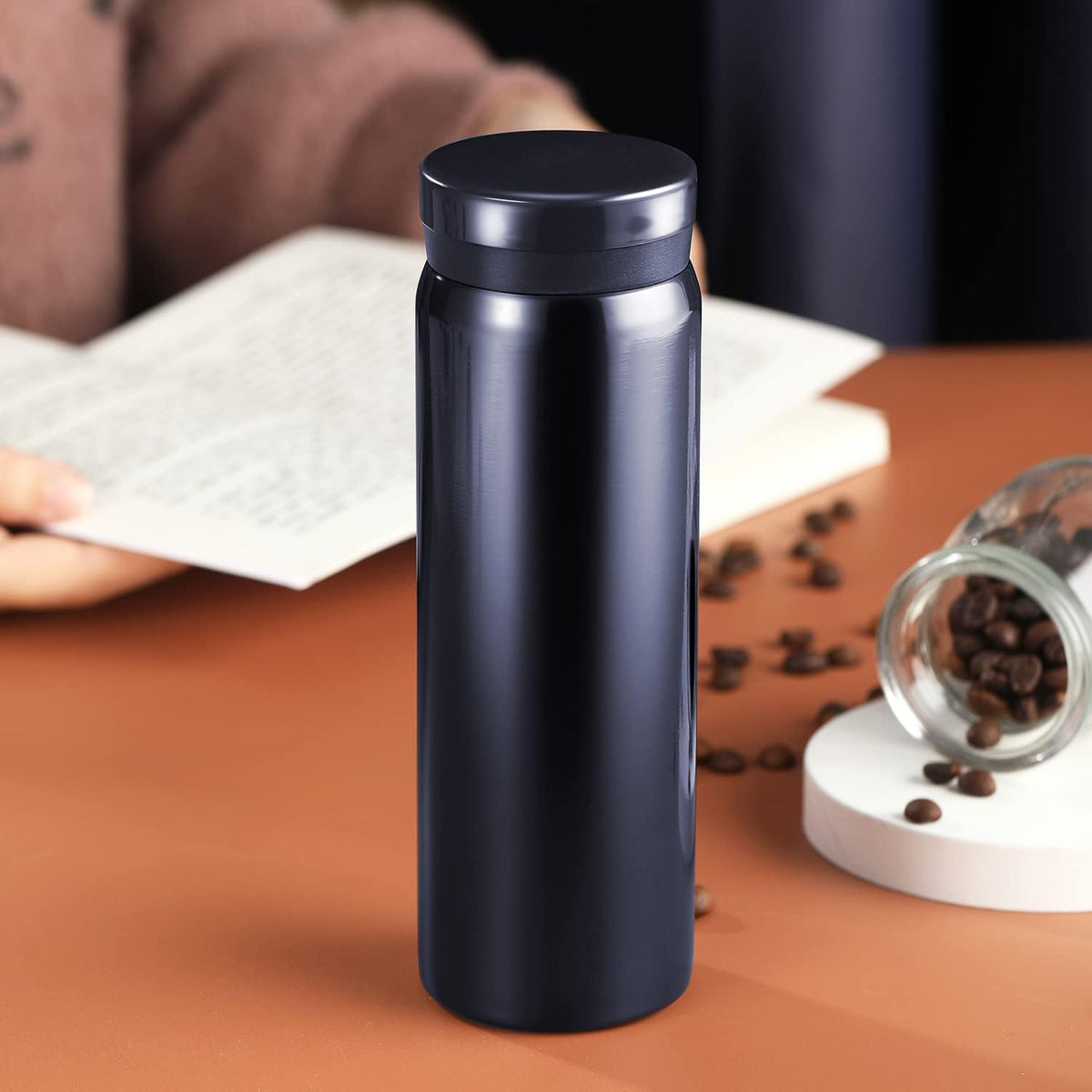 10oz Mini Water Bottle Stainless Steel Thermos Small Flask - Insulated Vacuum, Leak Proof, Keeps Drinks Hot/Cold - Ideal for Coffee, Tea, Water - Blue